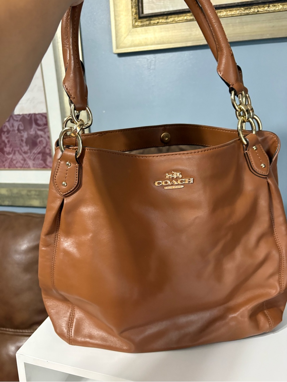 Coach Saddle Brown Leather Shoulder Hobo with Gold Hardware